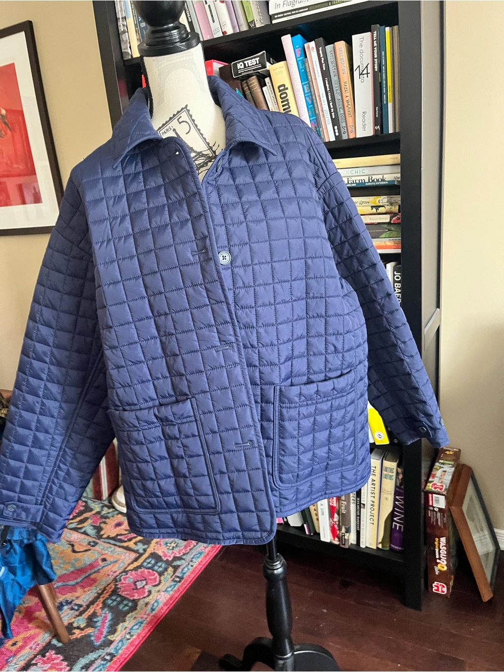 Womenβs Quilted Hudson North Navy Blue Jacket - Lightweight Button-Front Coat